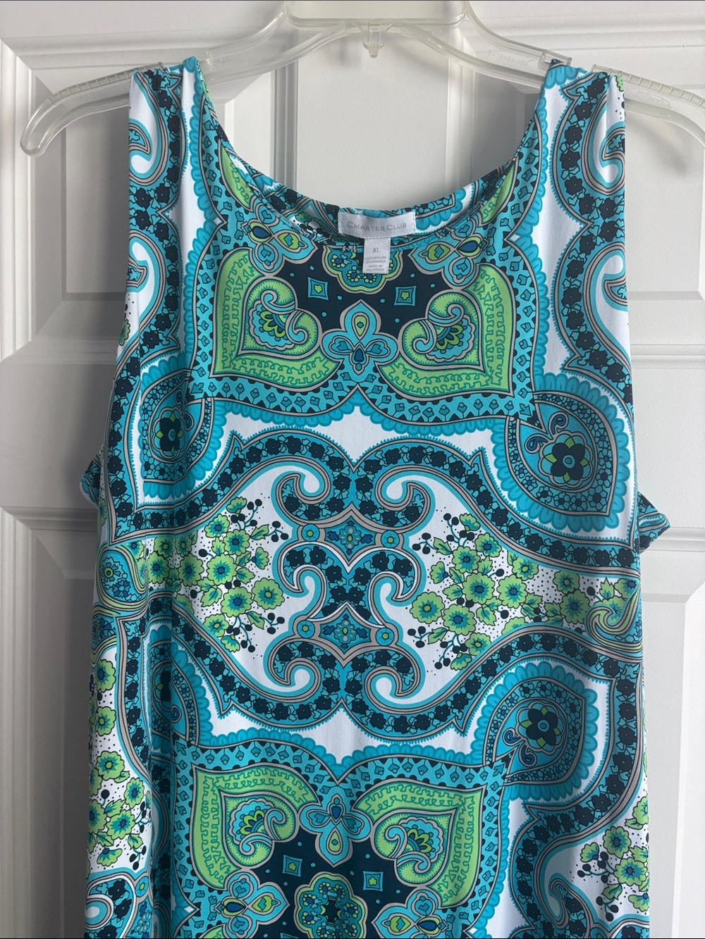 Charter Club Sleeveless Paisley Midi Dress in Teal & Green - Picture 3 of 4